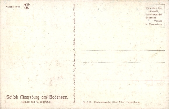 Artist Postcard Marschall, J., Meersburg on Lake Constance, Castle