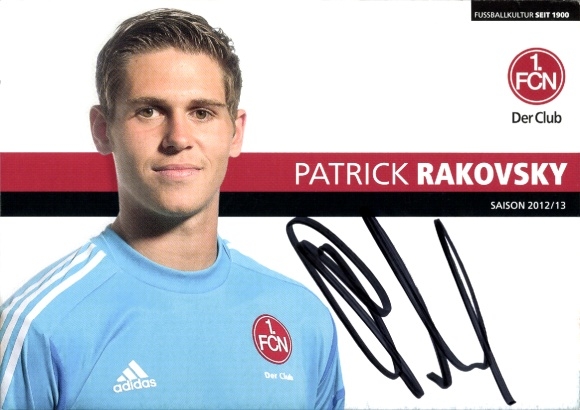 Autograph card footballer Patrick Rakovsky, 1. FC Nuremberg, autograph