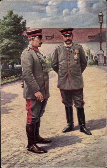 Postcard Kaiser Wilhelm II, Field Marshal Paul von Hindenburg, Posen Castle, 1915