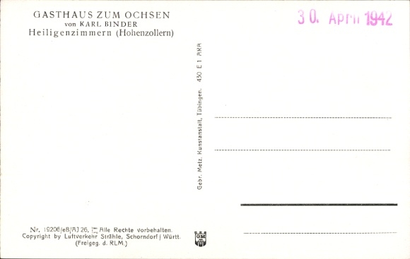 Postcard Heiligenzimmern Rosenfeld in the Zollernalbkreis Württemberg, landscape photograph, village view, Ga