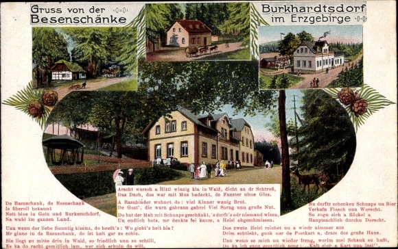 Postcard Burkhardtsdorf Sachsen, Restaurant Besenschänke, exterior view