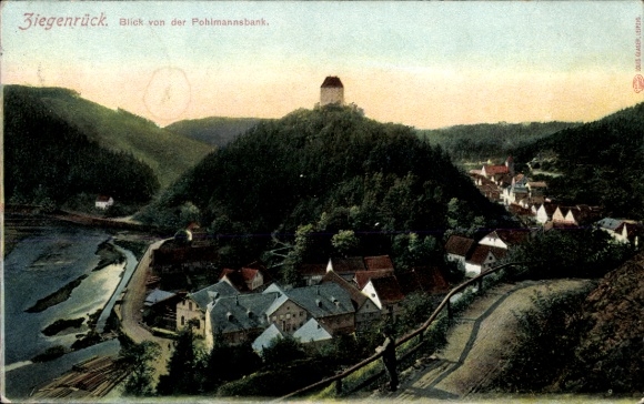 Postcard Ziegenrück on the Saale, view from the Pohlmannsbank