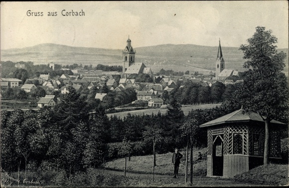 Postcard Korbach in Hesse, Panorama from the place