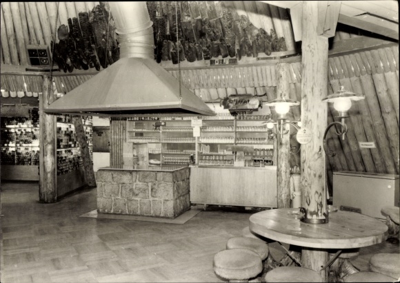 Postcard Sosa Eibenstock in the Ore Mountains, consumption restaurant Meiler, interior