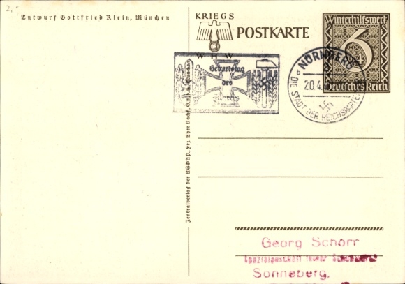 Postwaardestukkunstenaar Ak Klein, Gottfried, Danzig is Duits, WHW