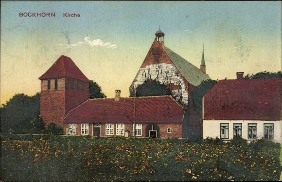 Postcard Bockhorn in Lower Saxony, church, exterior view