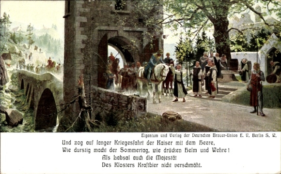 Artist Postcard Diemer, Zeno, Wartime Campaign of the Emperor, Beer, The German National Drink
