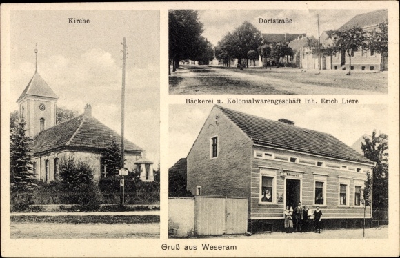 PC Weseram Roskow im Havelland, church, village street, bakery, grocery store