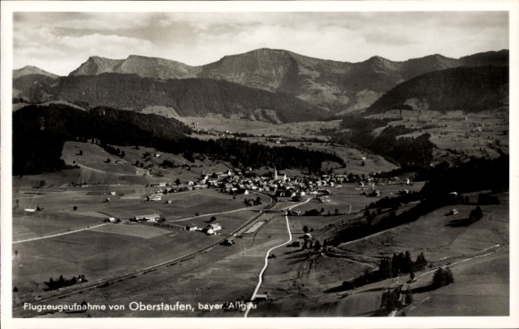 Postcard Oberstaufen in Allgäu, aerial photograph