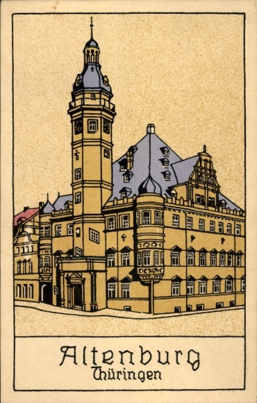 Ak Altenburg in Thüringen,  Thüringen, Rathaus, Lithographie von Karl Larisch, Offsetdruck