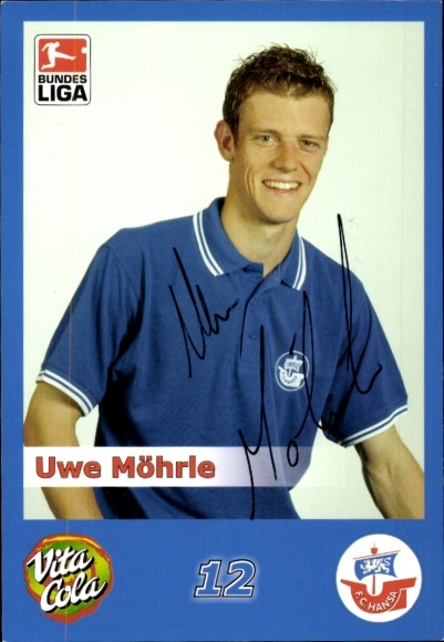 Autograph card footballer Uwe Möhrle, FC Hansa Rostock, autograph