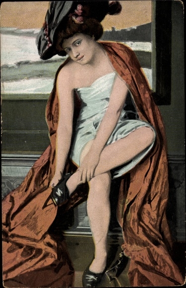 Artysta Ak Lady rozbiera się, buty, peleryna