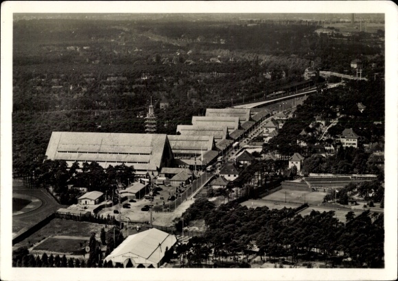 Postcard Berlin, Strength through Joy City for the Olympic Games 1936, aerial photograph