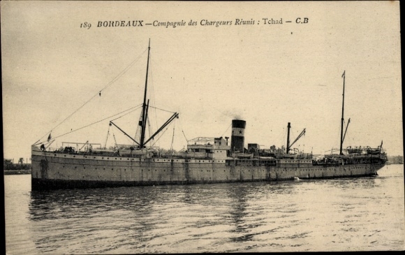 Ak-stoomschip Tchad, Compagnie des Chargeurs Réunis, Bordeaux