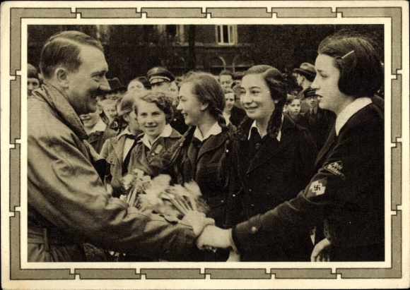 Ganzsachen Ak Führer und Reichskanzler Adolf Hitler, Gratulanten, BDM