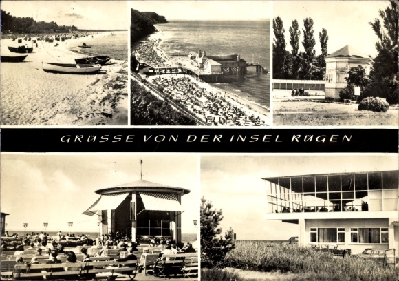 Postcard Thiessow on Rügen, Sellin, Göhren, Binz, Baabe, beach, pier