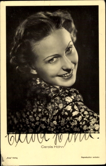 Ak actrice Carola Höhn, Ross Verlag 9941 1, handtekening