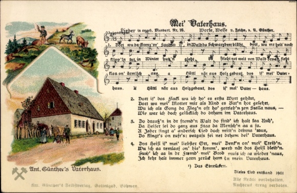 Artist Song Postcard Günther, Anton, Gottesgab, My Father's House, Dialect No. 18