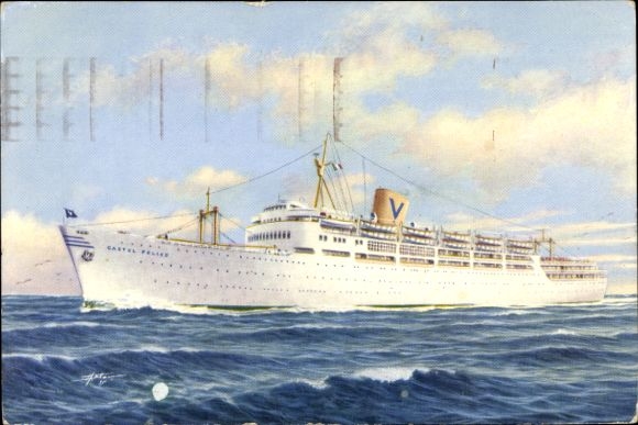 Artist PC Steamship SS Castel Felice, Sitmar Line Genoa