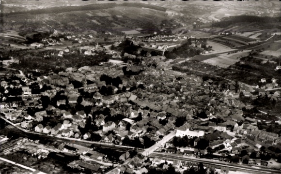 Ak Groß Umstadt in Hessen, Fliegeraufnahme, Weininsel
