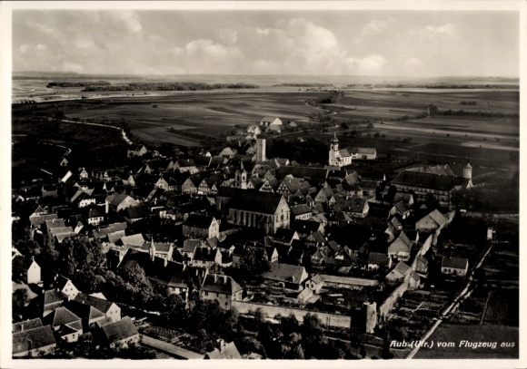 Postcard Aub district of Würzburg, aerial photograph