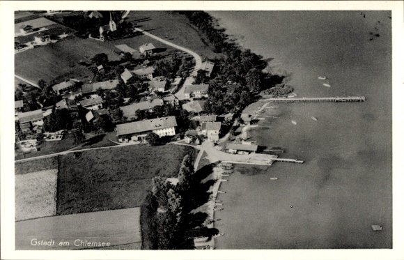 Postcard Gstadt am Chiemsee, aerial photograph