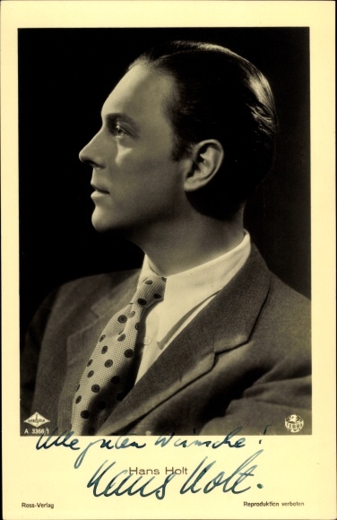 Ak Schauspieler Hans Holt, Portrait im Profil, Autogramm