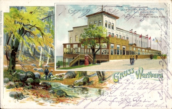 Litho Hamburg Harburg, Gasthaus Wartburg