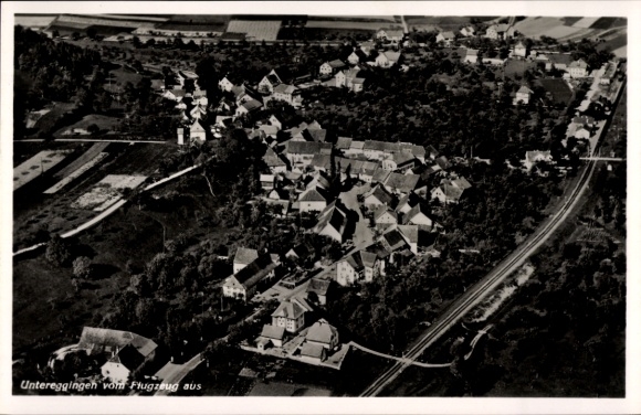 Postcard Untereggingen Eggingen Baden Württemberg, aerial photograph of the district