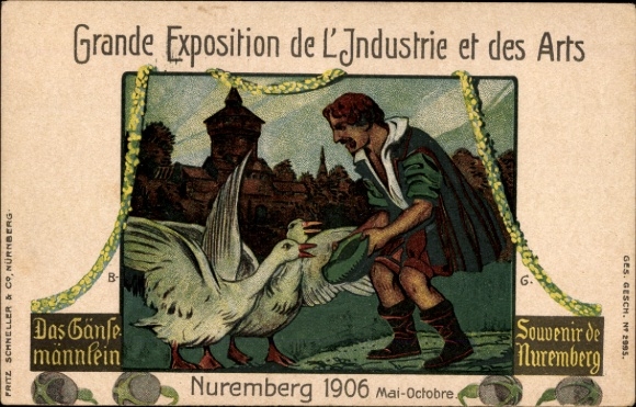 Artist Postcard Nuremberg, Jubilee State Exhibition 1906, The Goose Man