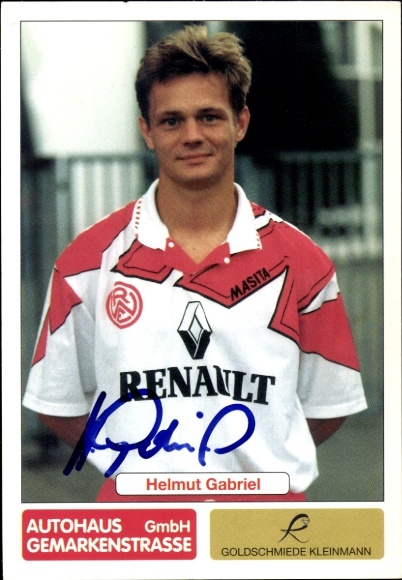 Karta z autografem piłkarza Helmuta Gabriela, Rot Weiss Essen, autograf