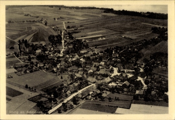 Postcard Inning am Ammersee Upper Bavaria, aerial photograph