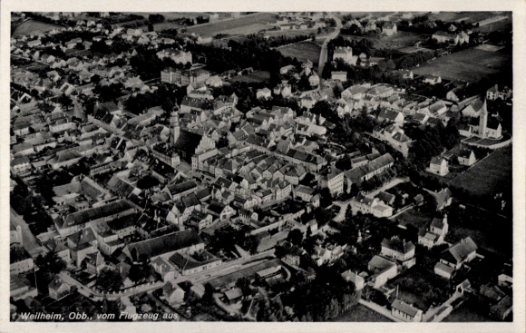 Postcard Weilheim Upper Bavaria, aerial photograph