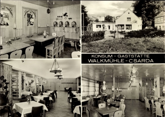 Postcard Sangerhausen am Südharz, consumption restaurant Walkmühle Csarda, dining room, exterior view