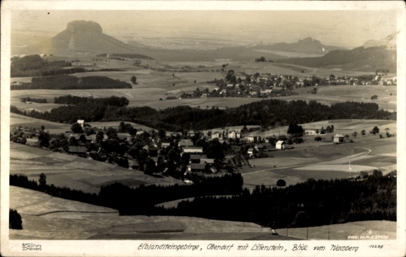 Ak Doberzeit Lohmen im Elbsandsteingebirge, Panoramablick auf  Ofendorf, Lilienstein, Tacberg.