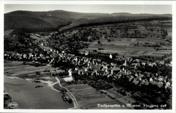 Postcard Dorfprozelten am Main Lower Franconia, aerial photograph