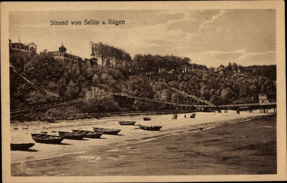 Ak Ostseebad Sellin op Rügen, uitzicht op het strand