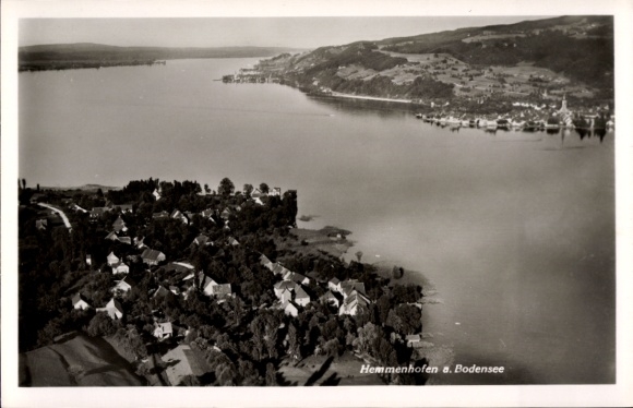 Ak Hemmenhofen Gaienhofen aan het Bodenmeer, landschapsfoto, Bodenmeer, Hemmenhofen, zwart-wit,
