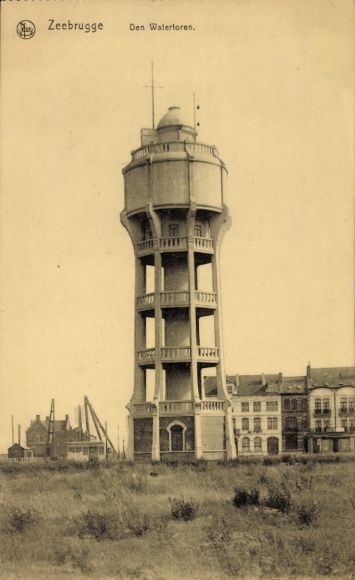 Postcard Zeebrugge West Flanders, Watertoren, water tower