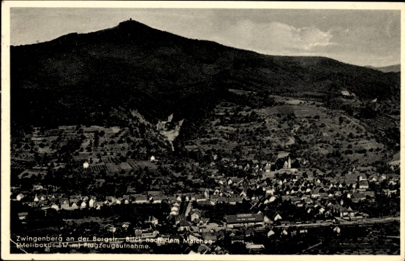 Postcard Zwingenberg on the Bergstraße in Hesse, view to Malchen, aerial photograph