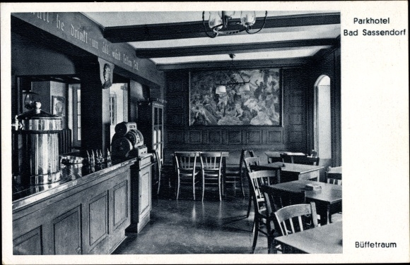 PC Bad Sassendorf in the district of Soest, interior view of the Parkhotel, Bruno Schulte, buffet room