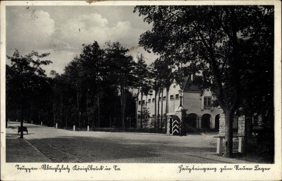Postcard Königsbrück in Oberlausitz, military training area, main entrance to the camp