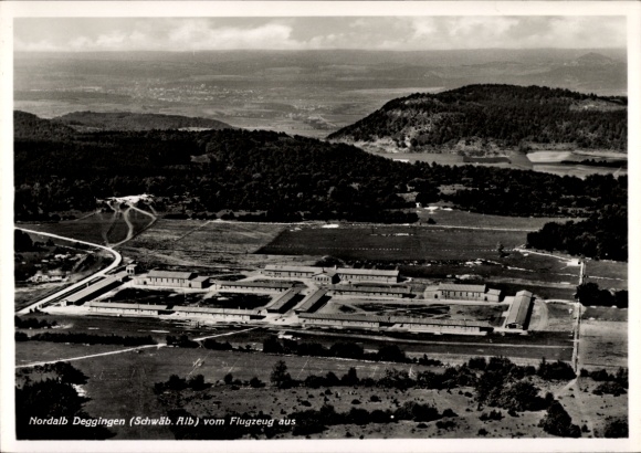 Postcard Deggingen in Württemberg, aerial photo