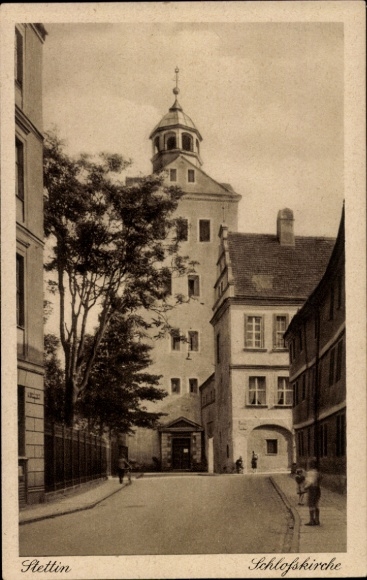 Postwaardestuk ansichtkaart Szczecin Stettin Pommeren, kasteelkerk