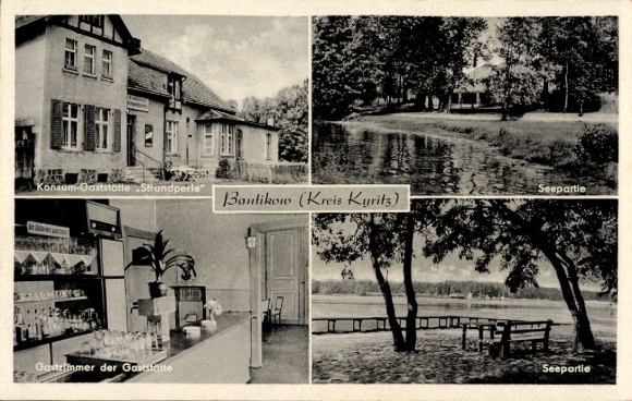 Postcard Bantikow Kyritz in the Prignitz, Restaurant Strandperle, Lake Party