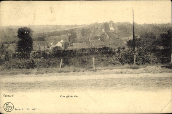 Ak Genval Wallonisch Brabant, Allgemeine Ansicht von  ländliche Szenerie, Häuser, Kirche