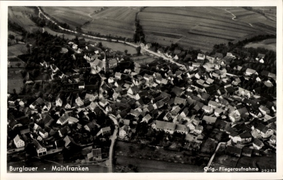 Postcard Burglauer in Lower Franconia, aerial photograph