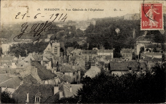 Postcard Meudon Hauts de Seine, view of the orphanage, city view, old architecture, quiet atmosphere