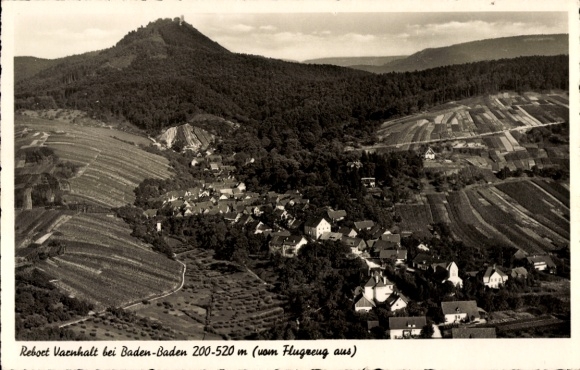 Postcard Varnhalt Baden Baden am Schwarzwald, aerial photograph Varnhalt, vineyards, houses, forest