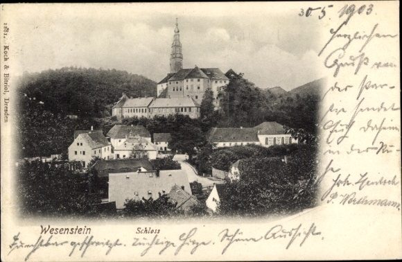 Ak Weesenstein in het Müglitztal Saksen, Kasteel Weesenstein